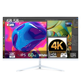 PIXELAR 4K UHD 60Hz IPS 無亮點螢幕 白色, 68.58cm, PAU2711W