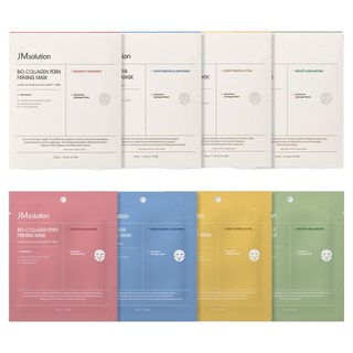 JMsolution 肌司研 生物水凝膠膠原蛋白PDRN緊緻面膜 4片 + 多重玻尿酸補水面膜 4片 + 維他命雙效面膜 4片 + 積雪草修護鎮靜面膜 4片 套組, 1套
