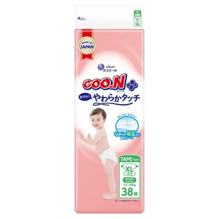 GOO.N 大王 日本境內版 SJ柔觸肌系列 黏貼型尿布 12~20kg, XL, 38片