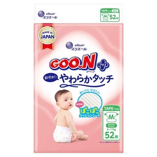 GOO.N 大王 日本境內版 SJ柔觸肌系列 黏貼型尿布 6~11kg, M, 52片