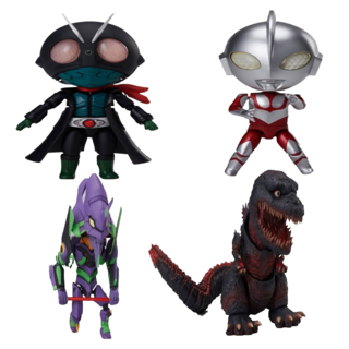 ELCOCO DFORM+ 新日本英雄宇宙 超人力霸王 哥吉拉 假面騎士 新世紀福音戰士 初號機 4件組, 1套