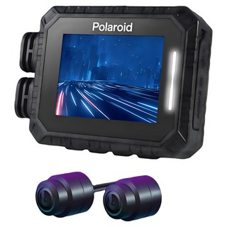 Polaroid 寶麗萊 新巨蜂鷹 機車HDR夜視雙鏡頭行車記錄器 附32G記憶卡, 黑色, MS210WG