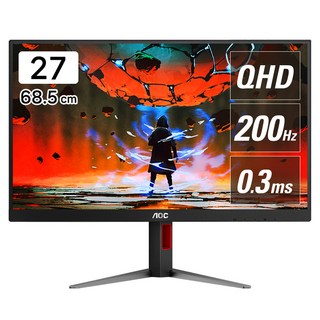 AOC 알파스캔 QHD 게이밍 FAST IPS 200 HDR 400 멀티스탠드 무결점 모니터, 68.5cm, Q27G4/D