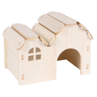 高精寵物 倉鼠木質造景 弧頂小屋, 1個, 原木色