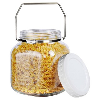 mir 加侖刻度釀酒玻璃瓶 螺旋蓋 不鏽鋼手把 方形, 1個, 3200ml