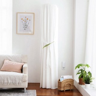 쁘리엘르 베일 쉬폰 삼중직 스판 에어컨커버, 화이트