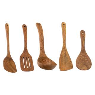小麥購物 五件套雞翅木木鍋鏟 L2412, 1套, 原木色