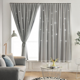 Sodam Mall 星星造型遮光窗簾, 灰色
