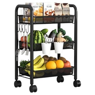 小麥購物 多層整理置物架 L1246, 黑色, 3層