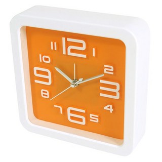 WE CHAMP 方形立體數字靜音鬧鐘 WTB-318, 橘色
