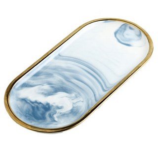 Livingworks 多用途室內攝影整理道具 大理石紋托盤, 藍色, 1個
