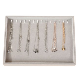簡約絲絨特大飾品收納架 項鍊格, 1個, 灰色