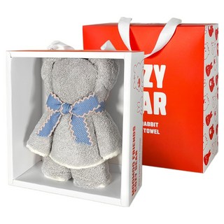 Songwol 松月 Mumu Friends Cozy Bear 小熊毛巾 220g 30支精梳棉 + 包裝禮盒, 淺灰色, 1套
