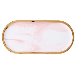 Livingworks 多用途室內攝影整理道具 大理石紋托盤, 粉紅色, 1個
