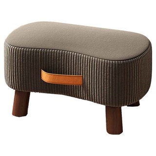 小麥購物 簡約絨布實木沙發凳 L1421 40 x 28 x 23cm, 1個, 深灰色