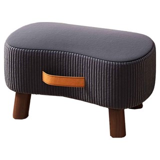 小麥購物 簡約絨布實木沙發凳 L1421 40 x 28 x 23cm, 1個, 深藍色