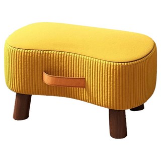 小麥購物 簡約絨布實木沙發凳 L1421 40 x 28 x 23cm, 1個, 黃色