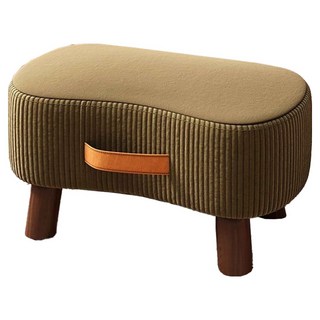 小麥購物 簡約絨布實木沙發凳 L1421 40 x 28 x 23cm, 1個, 軍綠色