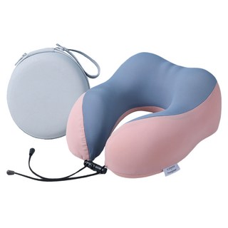 StarGo 慢回彈記憶棉雙駝峰護頸枕 附收納盒, 粉色