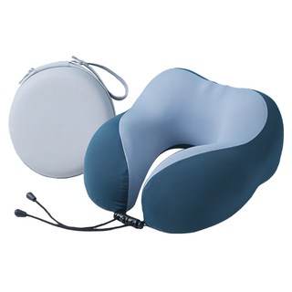 StarGo 慢回彈記憶棉雙駝峰護頸枕 附收納盒, 深藍色