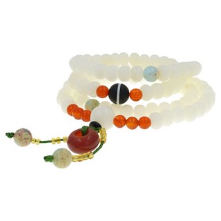 喜緣玉品 菩提根文玩蓮花開108顆念佛珠 藥師天珠, 1個, 白色