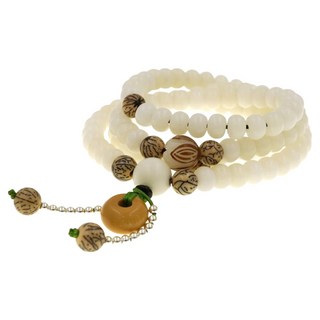 喜緣玉品 菩提根文玩蓮花開108顆念佛珠, 1個, 白色