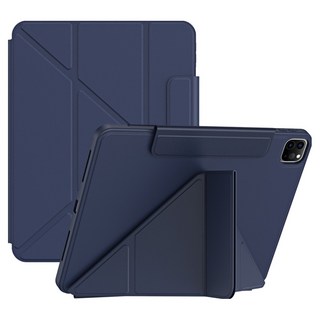 YUNMI 磁搭扣保護殼/平板保護套 Y折支架 帶筆槽設計, 深藍色, 1個
