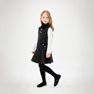 JELISPOON 女童可愛蝴蝶結毛呢連身裙