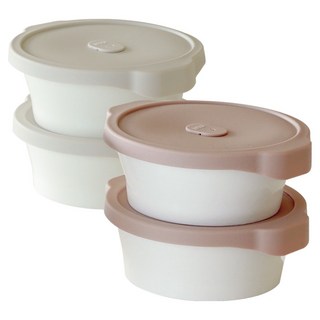 이우아여사 온기 도자기 전자레인지 국용기 2종 x 2p 세트, 모카브라운, 모던베이지, 1세트