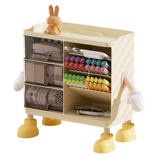 isona 愛收納 抽屜收納斜插式筆筒 附裝飾手腳, 1個, 米色