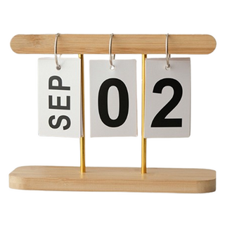 Ilsangsokbanzzak 原木翻頁式D-Day日曆, 圓形米色, 1個