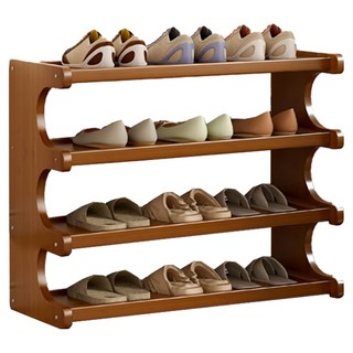 小麥購物 簡約多層置物鞋架 L1449 60 x 20 x 51cm 4層, 茶色, 1個