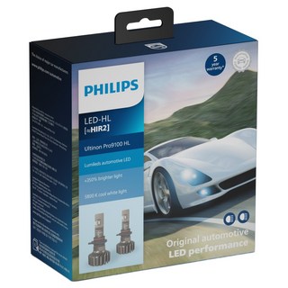 PHILIPS 飛利浦 台灣公司貨 Ultinon Pro9100 全新亮鑽光LED頭燈第二代2入組 5800K+350%, 1套, HIR2