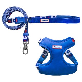 펫츠랜드 강아지 하트팝 하네스 + 핸즈프리 리드줄 세트, 팝 블루, 1세트
