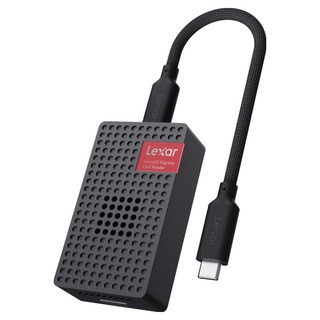 Lexar 雷克沙 支援microSD Express USB 3.2高速記憶卡專用讀卡機, 1個, LRW540, 黑色 + 紅色