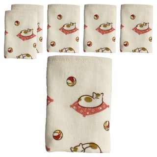 Gemini 和風逗球貓紗布小方巾6件組, 粉色, 1組