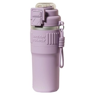 不鏽鋼提繩雙飲保溫杯, 1個, 紫色, 540ml