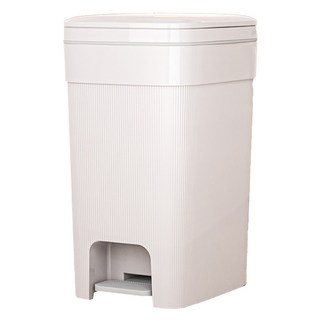 小麥購物 豎紋大容量帶蓋垃圾桶 L1285 25L, 山茶白