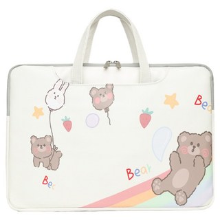 허브젠 스크래치 방지 만화 프린터 귀여운 심플한 노트북 파우치, 베어 풍선, 1개