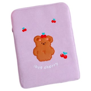 Herbzen 防刮可愛平板筆電包, 1個, 紫色小熊