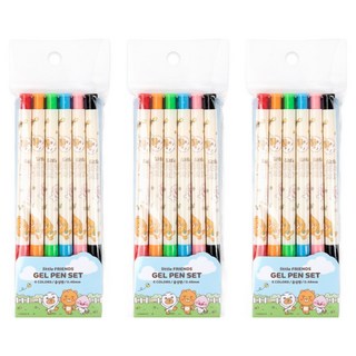 KAKAO FRIENDS Little Friends 原子筆 6入組 0.48mm, 3套, 混合色