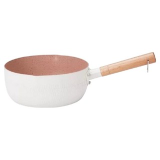 HONDONI 新款日式麥飯石不沾雪平鍋/泡麵鍋/牛奶鍋 無蓋 U1-W, 1個, 20cm, 白色