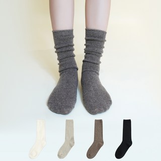 Mysock 女款麻花羊毛長筒冬季襪4雙組