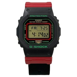 CASIO 卡西歐 G-SHOCK 紅武士 帆布錶帶手錶 DW-5600THC-1DR