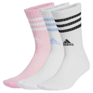 adidas 愛迪達 3S C SPW CRW 3P 中筒襪 JG5853, 白色 + 粉色, 3套