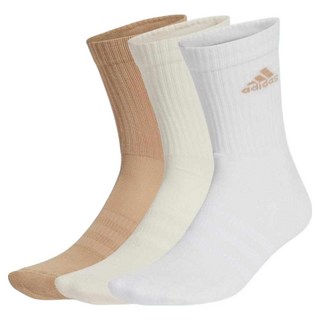 adidas 愛迪達 延續款C SPW CRW 3P 中筒襪 3雙組 JC9383, 1套, 白色 + 米色 + 棕色