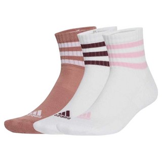 adidas 愛迪達 3S C SPW MID 3P 中筒襪 JG3700, 白色 + 藕色, 3套