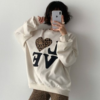 Lalaon 豹紋愛心長袖大學T TSP2846