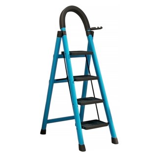 小麥購物 多功能加厚可折疊伸縮便攜人字梯 L1459 藍色四步梯, 1個