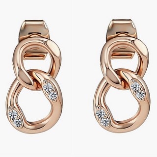 monograph 女性用銀針垂墜式針式耳釘鋯石耳環飾品 14K鍍金耳環 玫瑰金 MGER035S